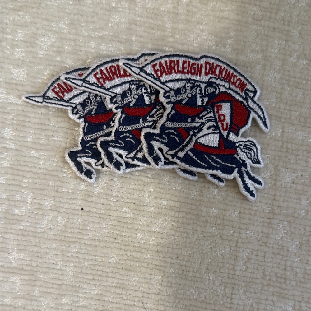 Vintage Fairleigh Dickinson Knights Iron On Patches - set of 3 - FDU